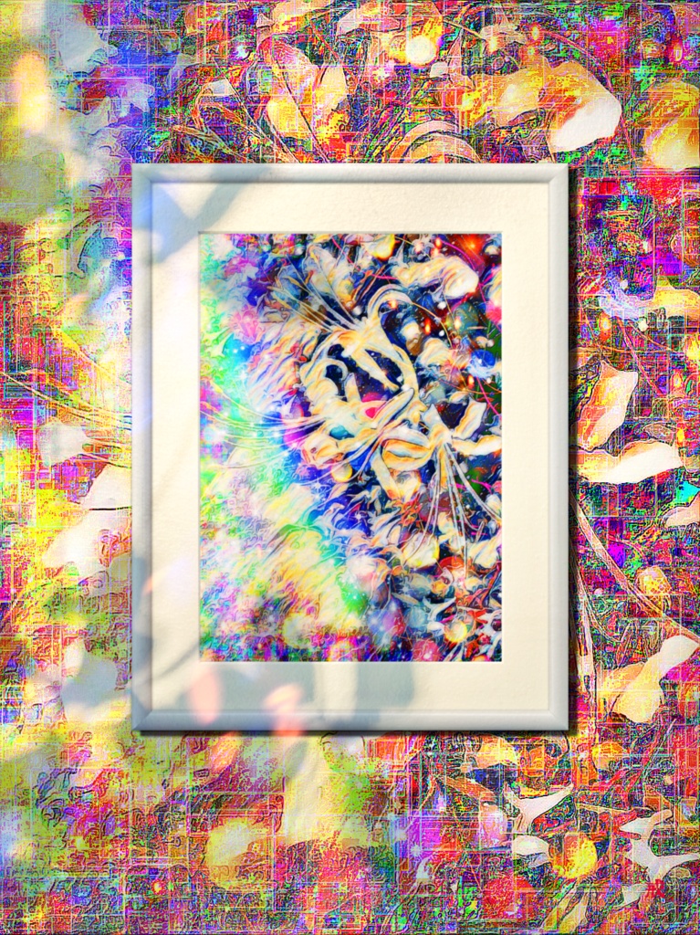 a-669 華 虹の隙間から見える星雲の花 Glossy. Nebula flowers seen through the rainbow gap プリモアート(複製画) ☆応援企画商品☆