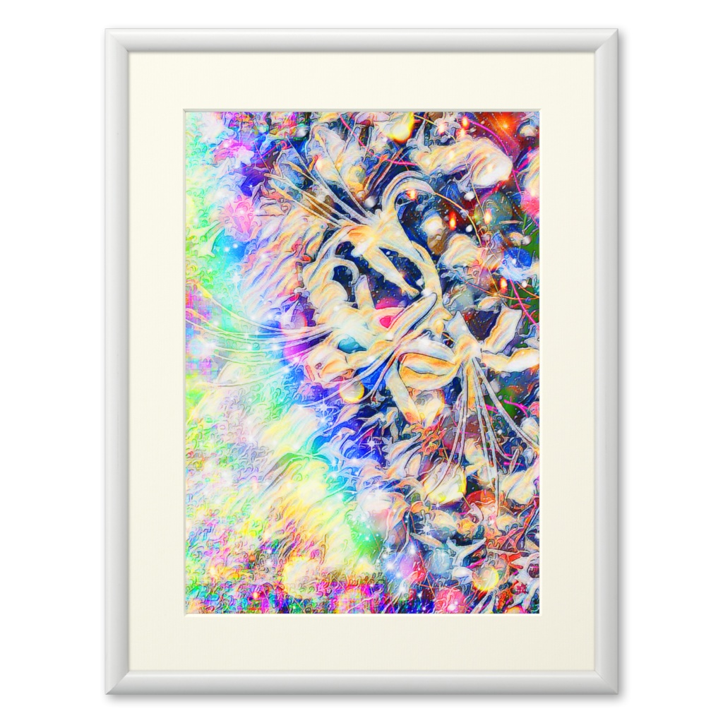 a-669 華 虹の隙間から見える星雲の花 Glossy. Nebula flowers seen through the rainbow gap プリモアート(複製画) ☆応援企画商品☆