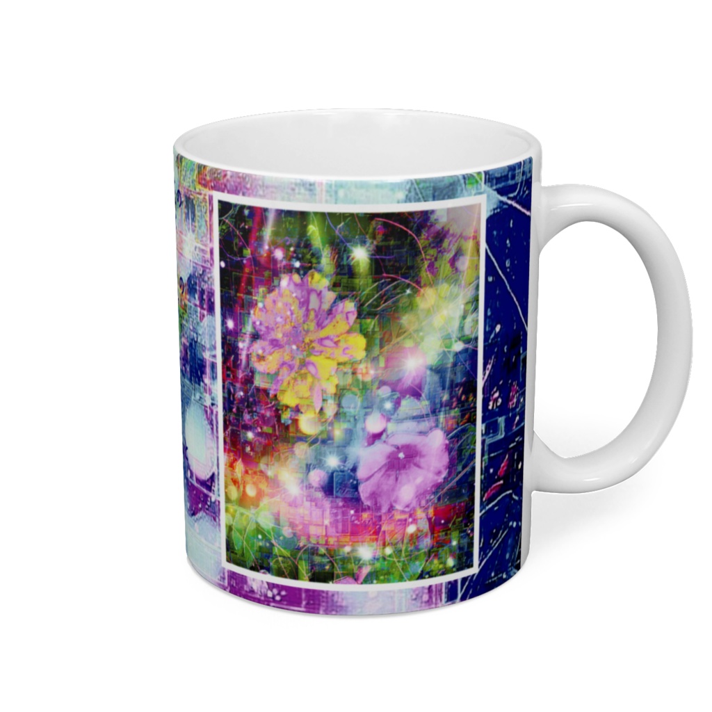 a-677 華 枯れた花の対比 Glossy. Contrast of dead flowers マグカップ ☆応援企画商品☆