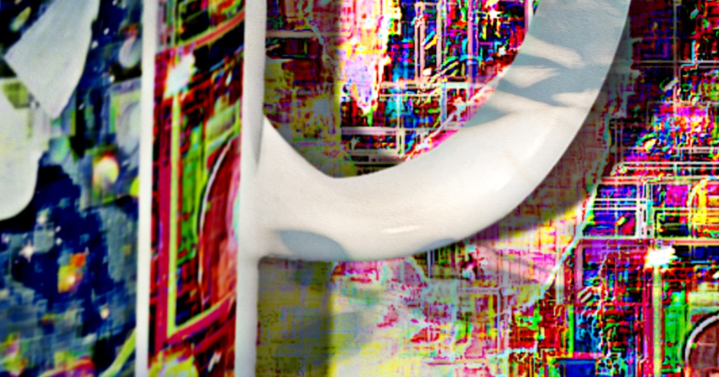 a-681 華 蒼き仮想の草原 Glossy. Blue virtual meadow マグカップ ☆応援企画商品☆