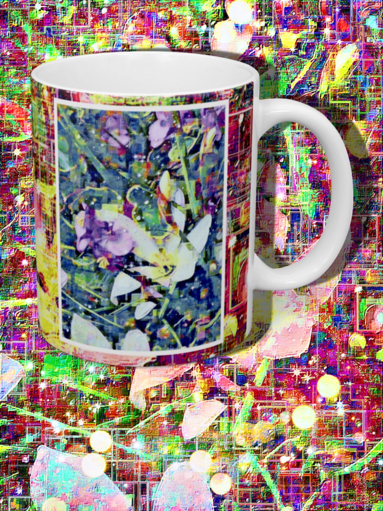 a-681 華 蒼き仮想の草原 Glossy. Blue virtual meadow マグカップ ☆応援企画商品☆