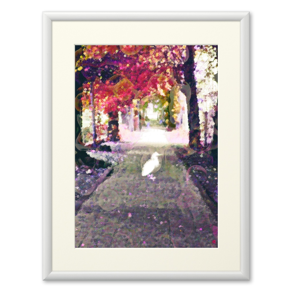 a-682 街 秋の参道と時の齟齬 Downtown. Autumn approach and Inconsistency of time プリモアート(複製画) ☆応援企画商品☆