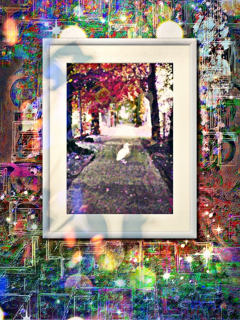 a-682 街 秋の参道と時の齟齬 Downtown. Autumn approach and Inconsistency of time プリモアート(複製画) ☆応援企画商品☆