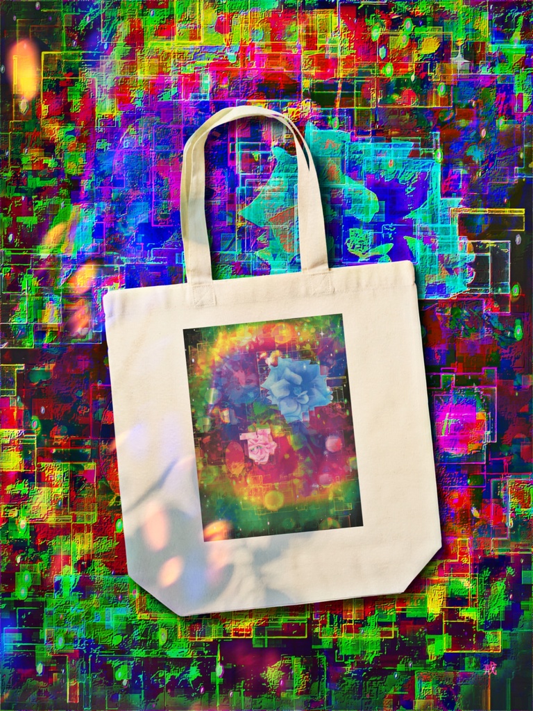 a-684 華 薔薇 虹の和 Glossy. Rose rainbow sum トートバッグ ☆応援企画商品☆