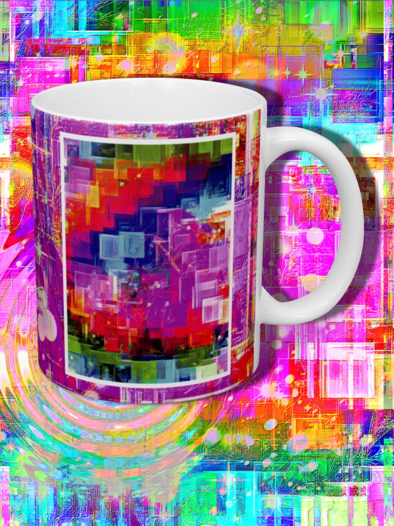 a-693 華 四角いクリスタルな虹 Glossy. Square crystal rainbow マグカップ ☆応援企画商品☆