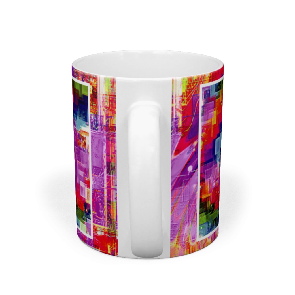 a-693 華 四角いクリスタルな虹 Glossy. Square crystal rainbow マグカップ ☆応援企画商品☆