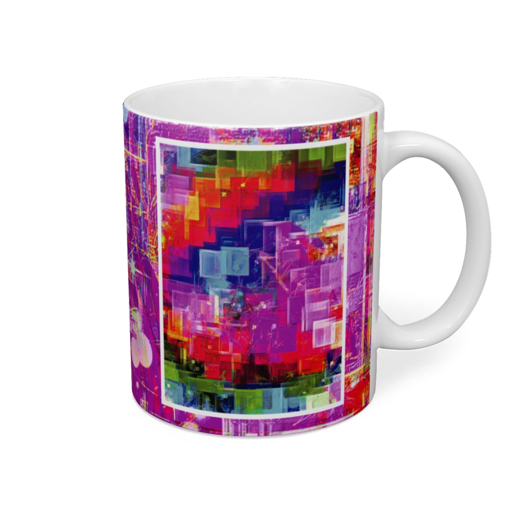 a-693 華 四角いクリスタルな虹 Glossy. Square crystal rainbow マグカップ ☆応援企画商品☆