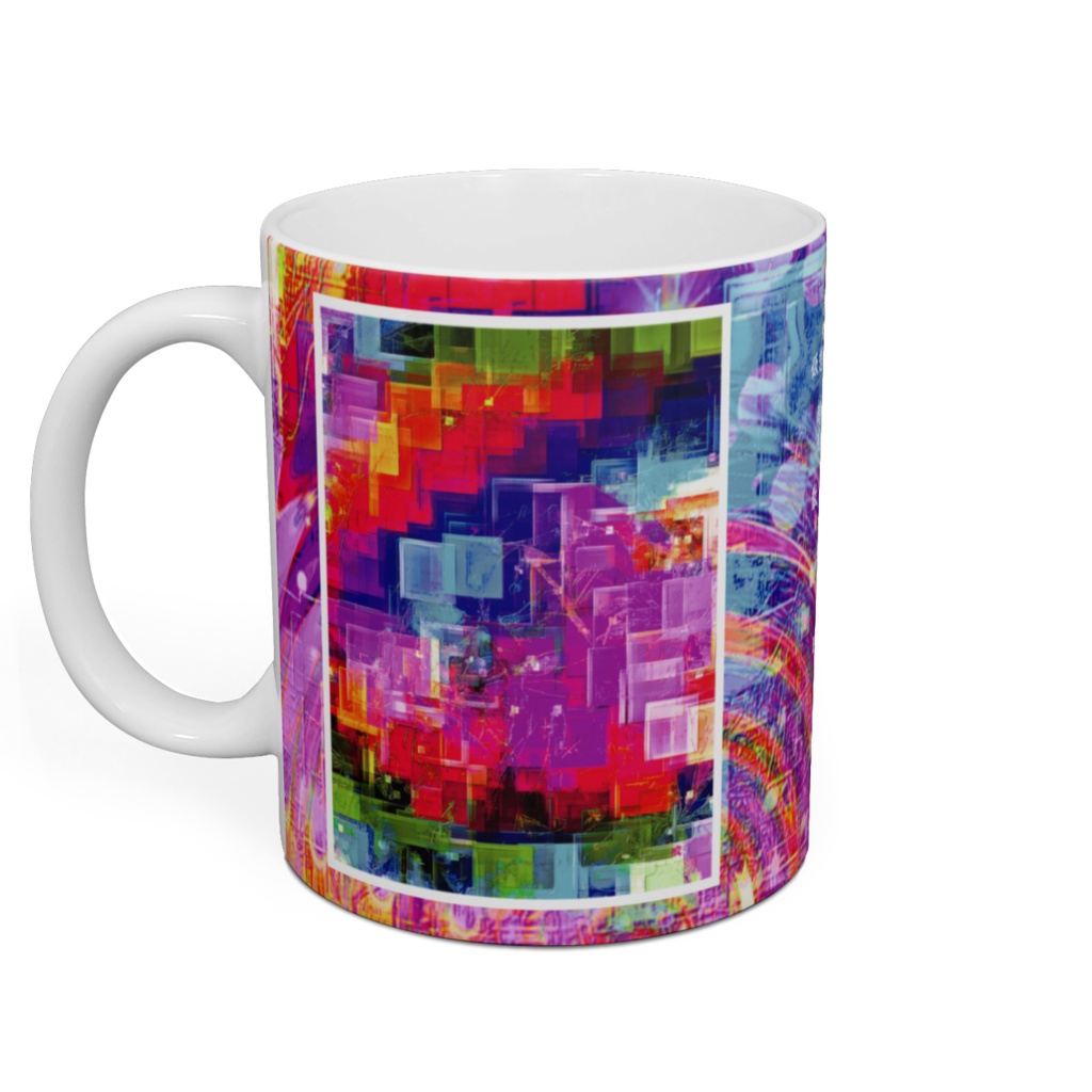a-693 華 四角いクリスタルな虹 Glossy. Square crystal rainbow マグカップ ☆応援企画商品☆