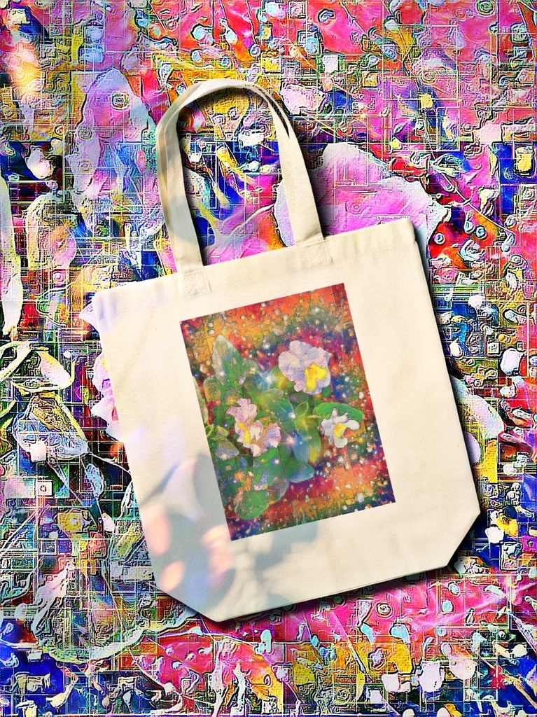 a-696 華 虹 デジタル侵食ノ花 Glossy. Rainbow. Digital erosion flower トートバッグ ☆応援企画商品☆