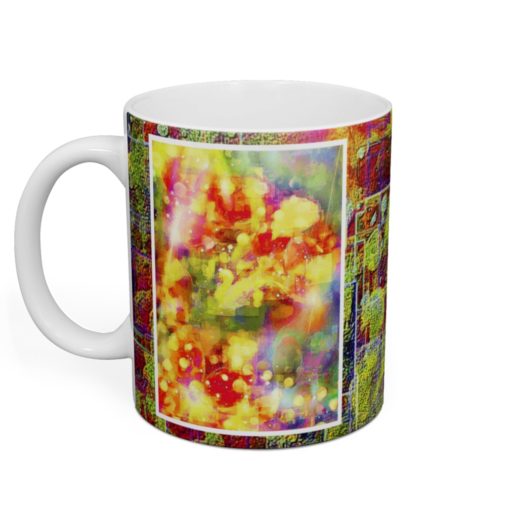 a-697 華 湧き上がる金色と混ざり合う時空 Glossy. Space-time that mixes with the golden color that springs up マグカップ ☆応援企画商品☆