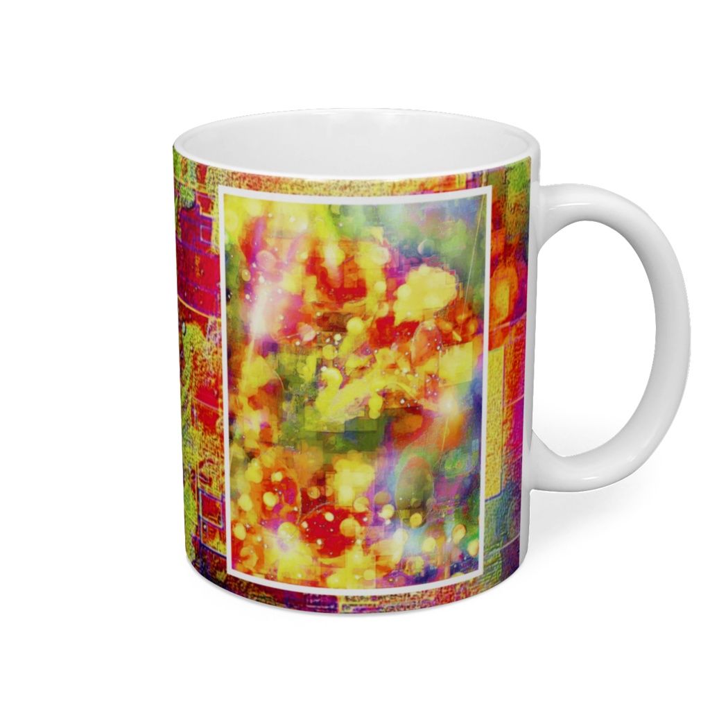 a-697 華 湧き上がる金色と混ざり合う時空 Glossy. Space-time that mixes with the golden color that springs up マグカップ ☆応援企画商品☆