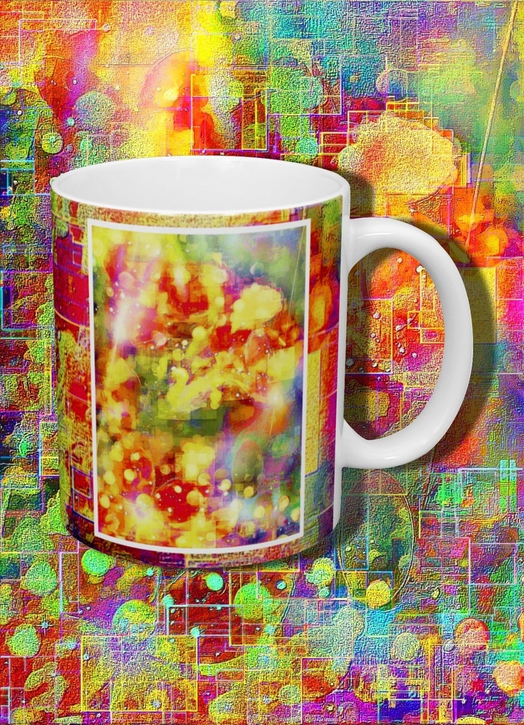 a-697 華 湧き上がる金色と混ざり合う時空 Glossy. Space-time that mixes with the golden color that springs up マグカップ ☆応援企画商品☆