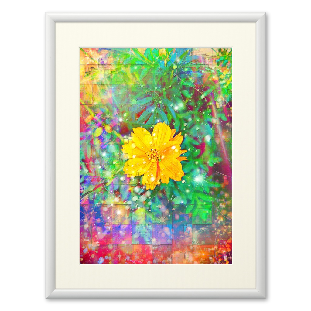 a-698 華 デジタライズ・イエローフラワー Glossy. Digitalize Yellow Flower プリモアート(複製画) ☆応援企画商品☆