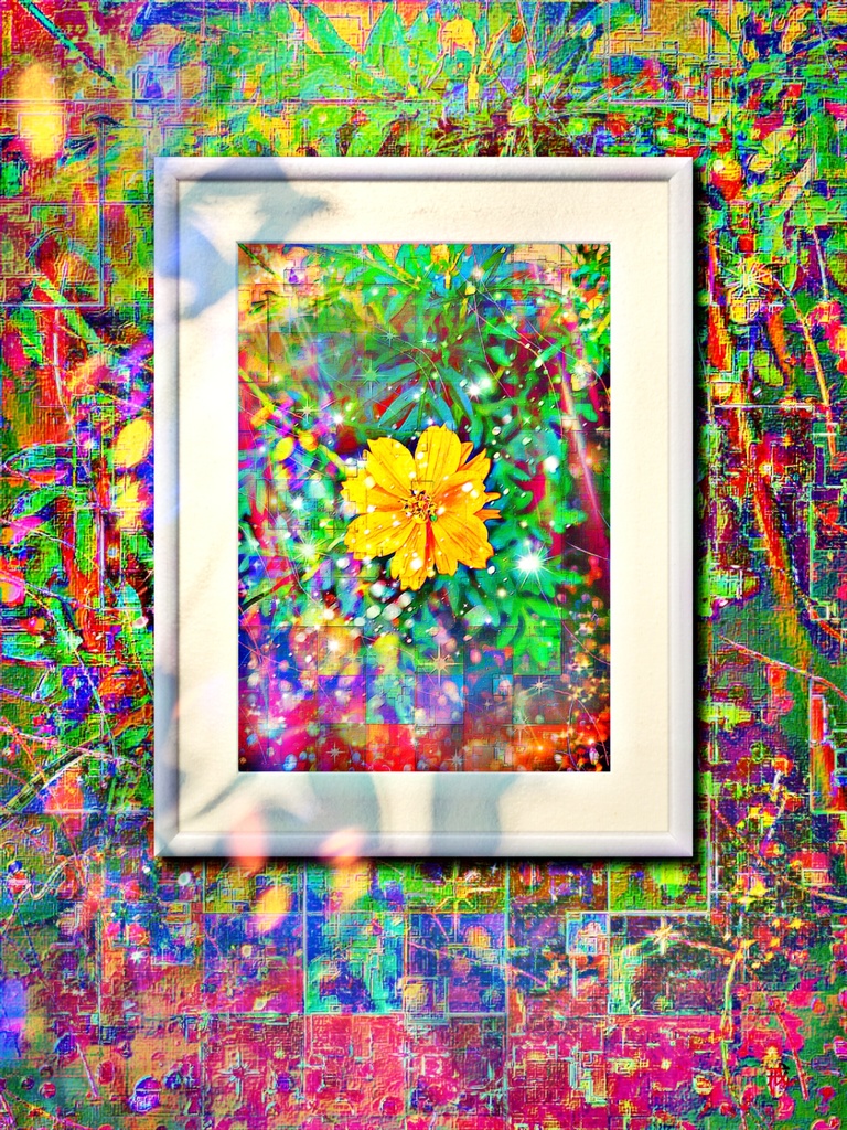 a-698 華 デジタライズ・イエローフラワー Glossy. Digitalize Yellow Flower プリモアート(複製画) ☆応援企画商品☆