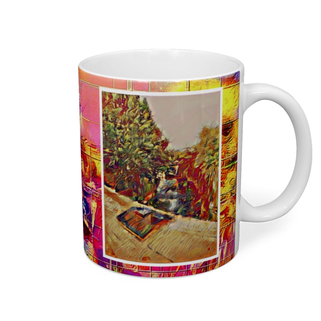 a-701 街 橋の袂 深秋 The City. Mid-autumn on the bridge マグカップ ☆応援企画商品☆