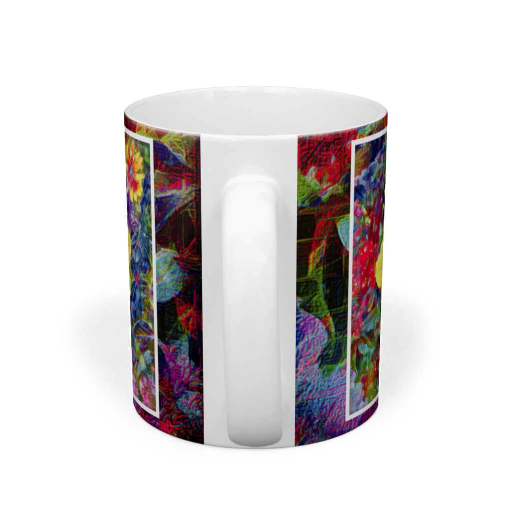 a-03 Re デジタル越しに明るく咲く黄色いハイビスカス Re Yellow hibiscus that blooms brightly through digitalでマグカップ ☆応援企画商品☆