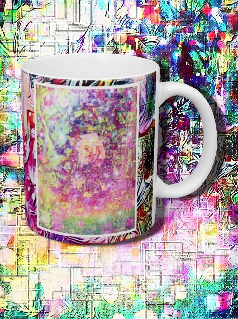 a-719 華 VR杜 埋れるピンクローズ Glossy. VR Forest Buried Pink Rose マグカップ ☆応援企画商品☆