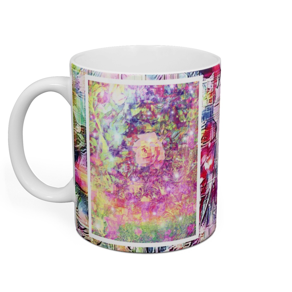 a-719 華 VR杜 埋れるピンクローズ Glossy. VR Forest Buried Pink Rose マグカップ ☆応援企画商品☆