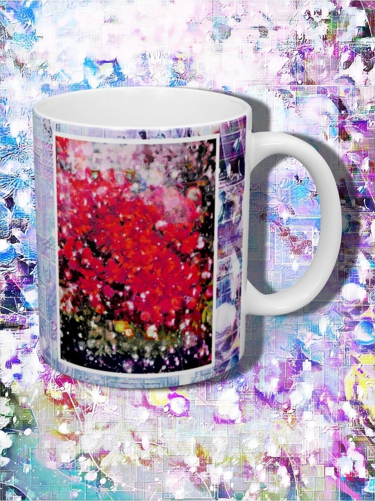 a-725 華 ネガティブな青い花 Glossy. Negative blue flowers マグカップ ☆応援企画商品☆