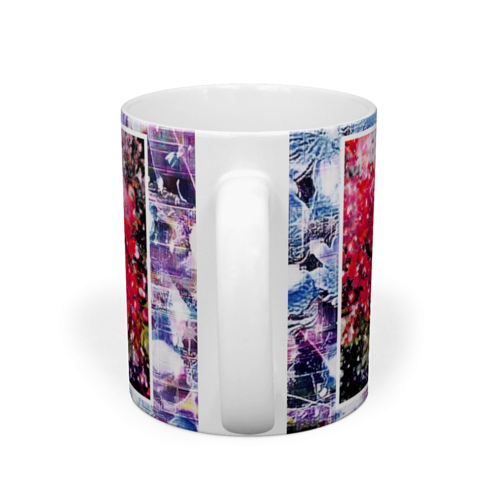 a-725 華 ネガティブな青い花 Glossy. Negative blue flowers マグカップ ☆応援企画商品☆