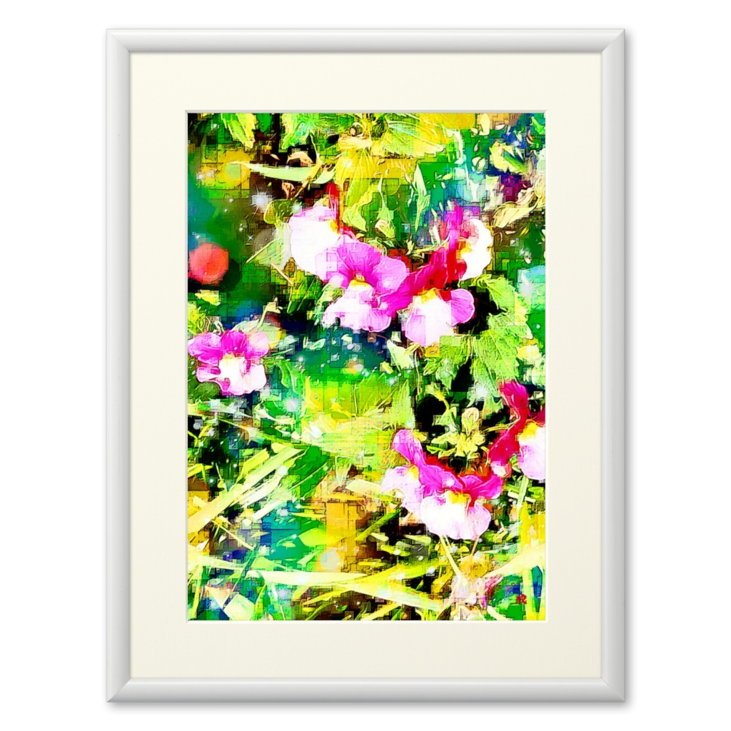 a-726 華 交錯する空間に咲く Glossy. Blooming in an interlaced space プリモアート(複製画) ☆応援企画商品☆