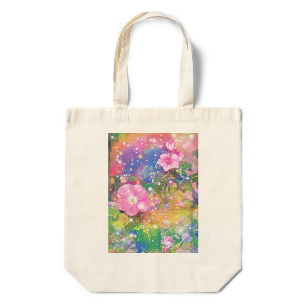 a-728 華 御伽の城の窓辺に咲く花 Glossy. Flowers blooming on the windowsill of the fairy tale castle トートバッグ ☆応援企画商品☆