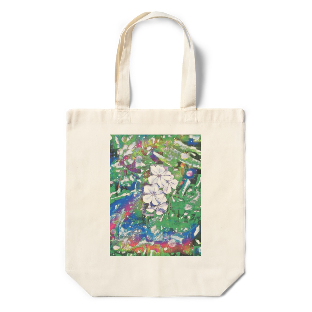 a-732 華 冬夜空 見上げると花達 Glossy. Flowers when looking up at the winter night トートバッグ ☆応援企画商品☆