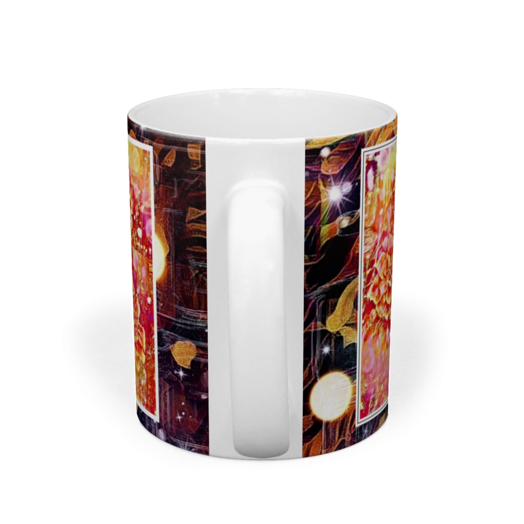 a-734 華 桃源郷に咲くの金色の花 Glossy. Golden flowers blooming in xanadu マグカップ ☆応援企画商品☆