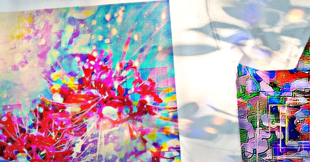 a-736 華 浄土に咲く花 Glossy. Flowers blooming in the Pure Land Tシャツ ☆応援企画商品☆