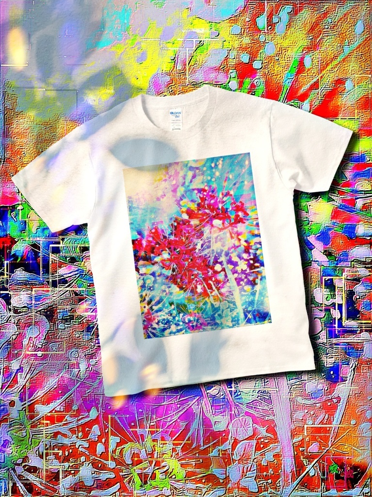 a-736 華 浄土に咲く花 Glossy. Flowers blooming in the Pure Land Tシャツ ☆応援企画商品☆