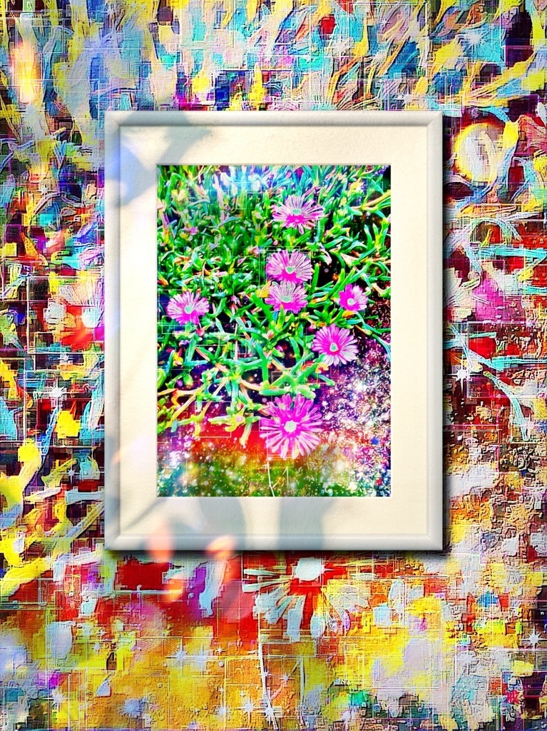 a-745 路傍の花 花と虹 Roadside flowers Flowers and rainbows プリモアート(複製画) ☆応援企画商品☆