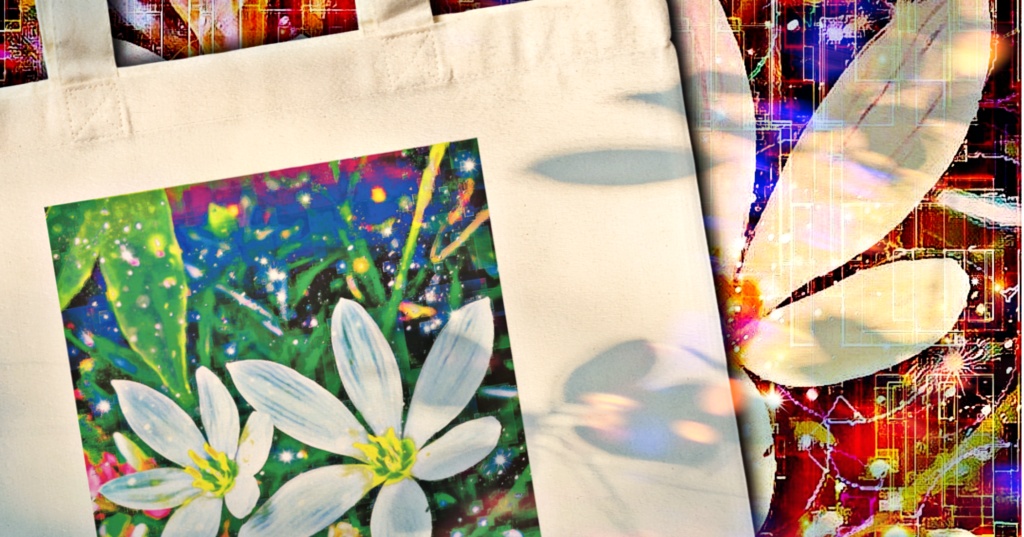 a-747 華と虹 姉妹花 Flowers and rainbow sister flowers トートバッグ ☆応援企画商品☆