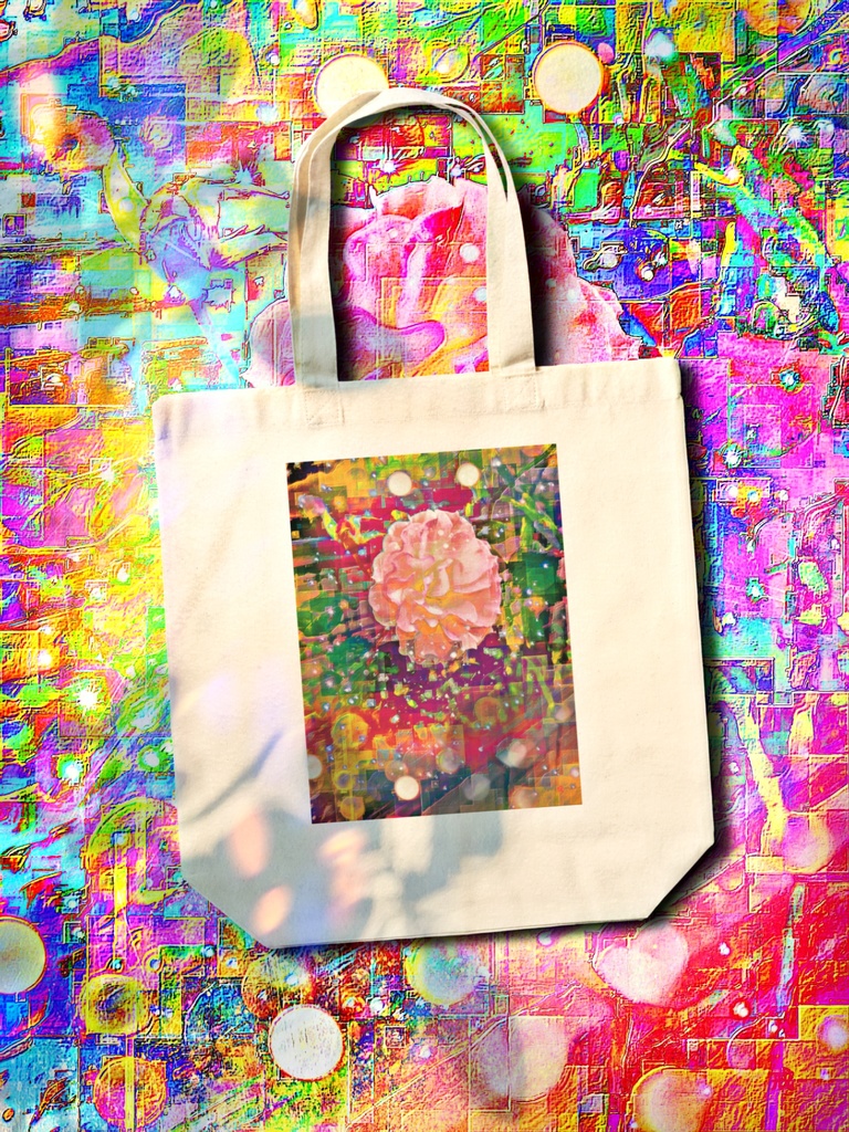 a-751 華 路傍の薔薇 ピンクローズ Glossy. Roadside rose of Pink roseでトートバッグ ☆応援企画商品☆