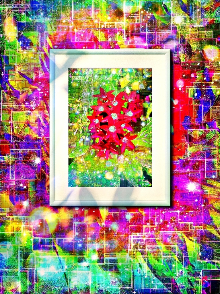 a-759 華 胎動 溢れ出る花 flower. Fetal movement overflowing flowersでプリモアート(複製画) ☆応援企画商品☆