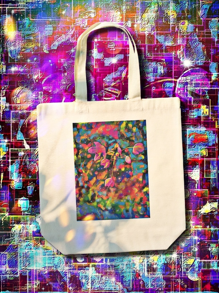 a-761 華 原子宇宙の花 Glossy. Atomic universe flowerでトートバッグ ☆応援企画商品☆