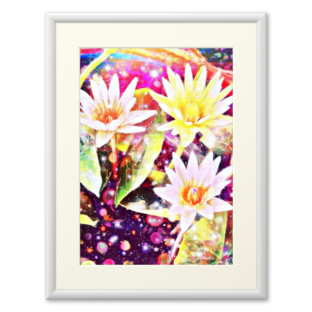 a-763 華 水面に映る夢の宙 Glossy. Dream space reflected on the surface of the waterでプリモアート(複製画) ☆応援企画商品☆