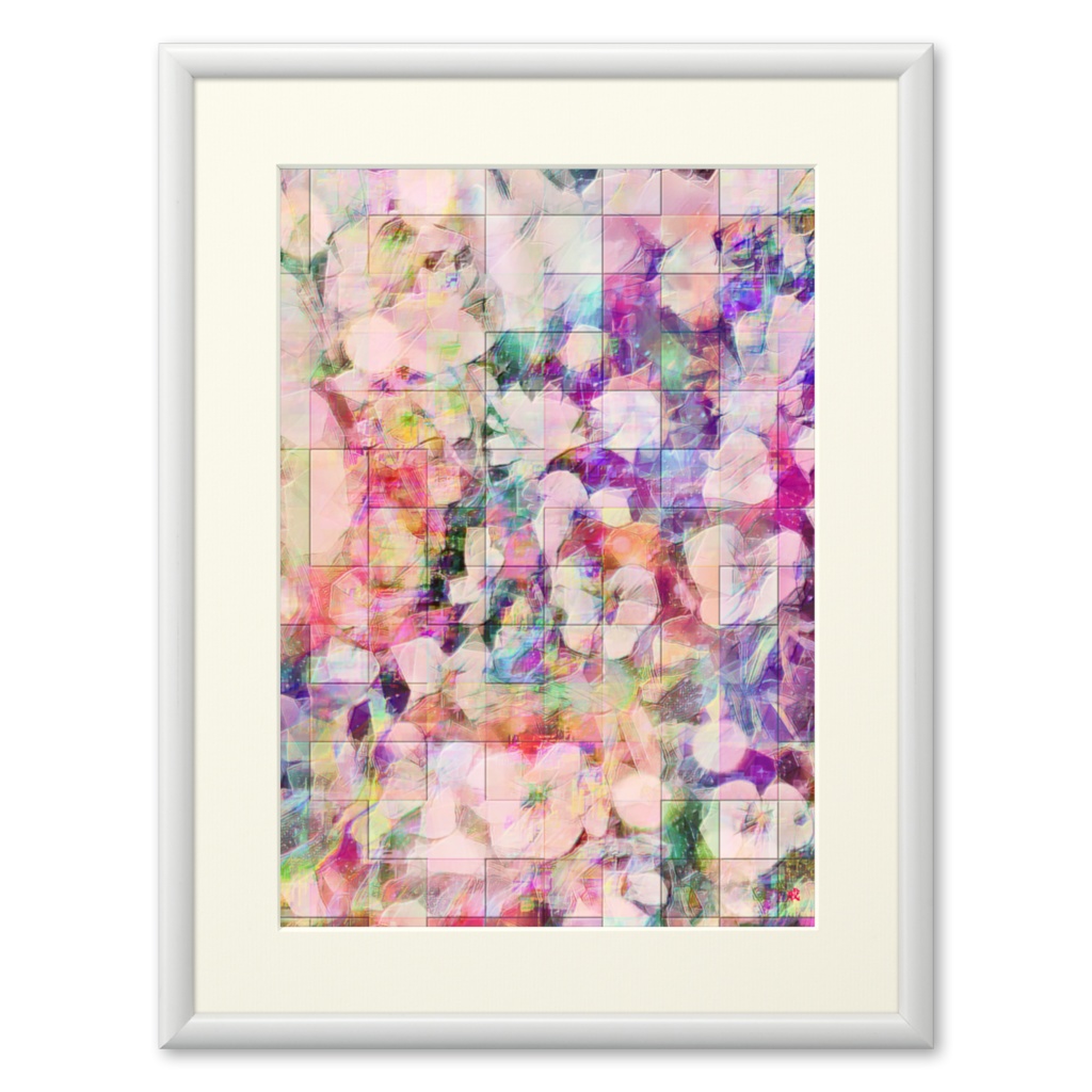 a-768 華 壁に映る黄昏の花 flower. Twilight flowers reflected on the wallでプリモアート(複製画) ☆応援企画商品☆