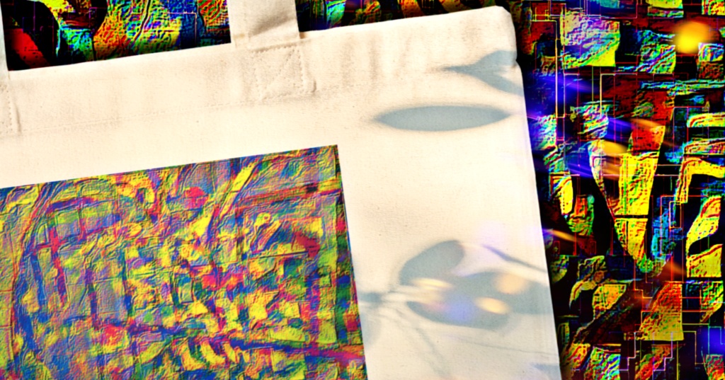 a-790 花と虹 虹色ネガティブ Flowers and rainbows.  Rainbow color negativeでトートバッグ ☆応援企画商品☆