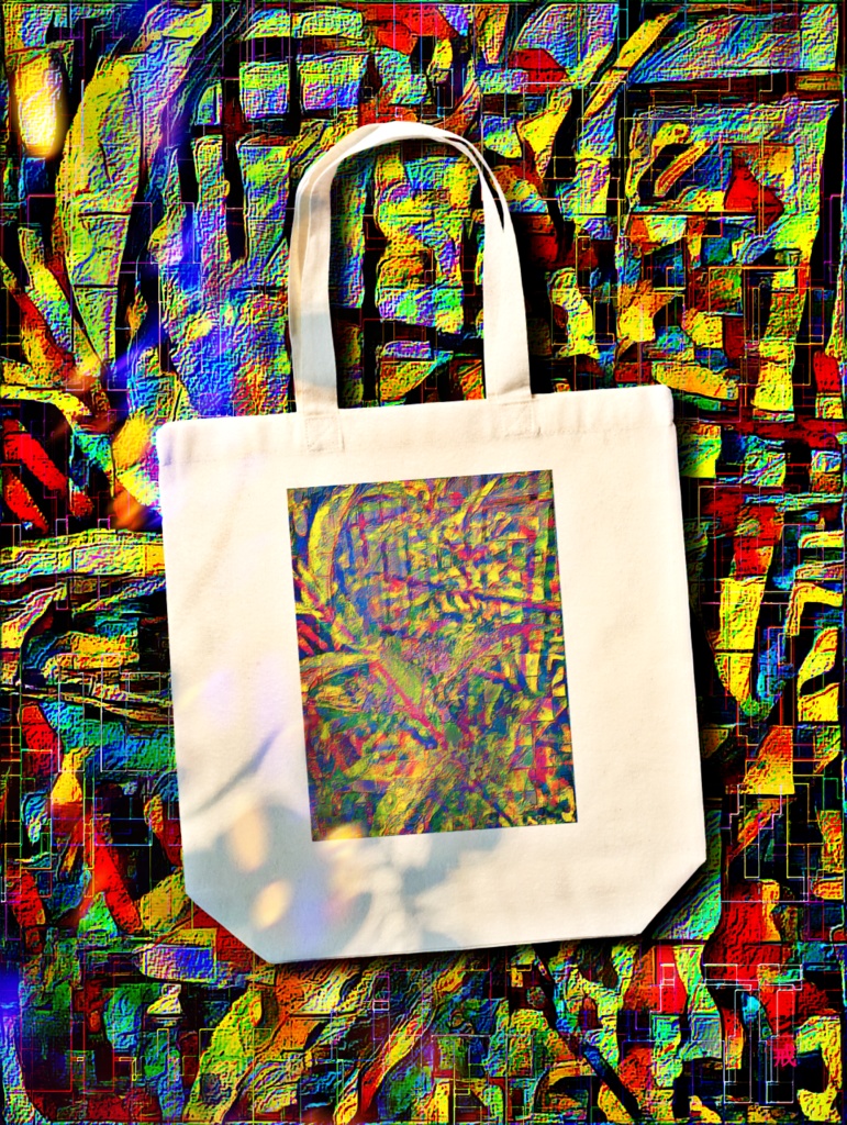 a-790 花と虹 虹色ネガティブ Flowers and rainbows. Rainbow color negativeでトートバッグ ☆応援企画商品☆