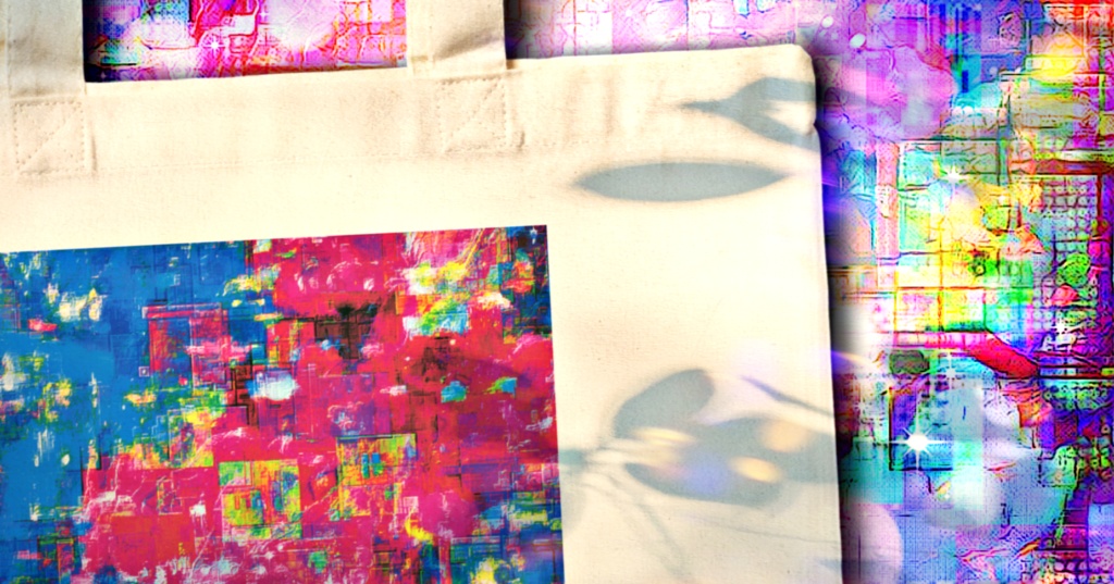 a-804 華 デジタルピンクに浮かぶ花 Glossy. Flowers floating in digital pinkでトートバッグ ☆応援企画商品☆