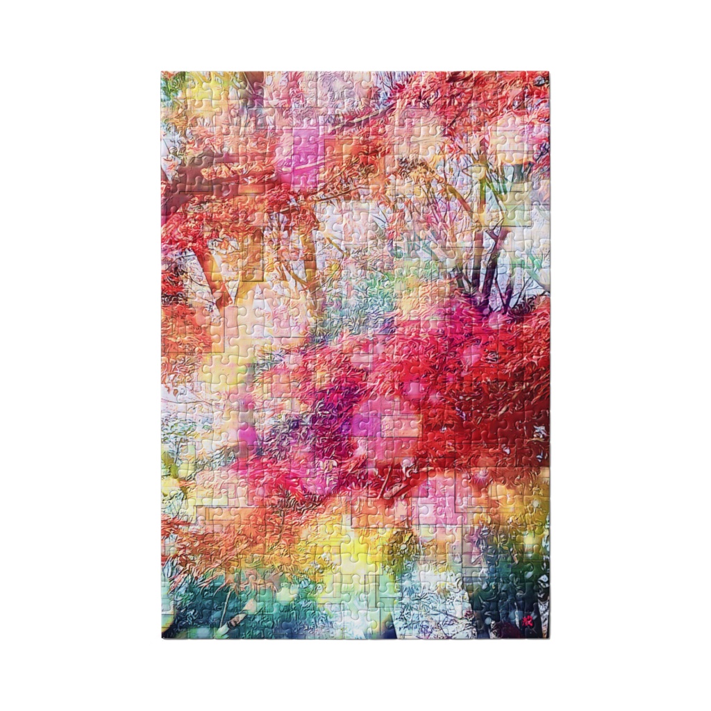 a-805 艷 公園 冬の紅葉 glossy. Park winter autumn leavesでパズル ☆応援企画商品☆