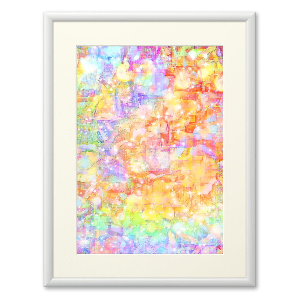 a-812 花と虹 パステル色の想い Flowers and rainbows. Feelings of pastel colorsでプリモアート(複製画) ☆応援企画商品☆