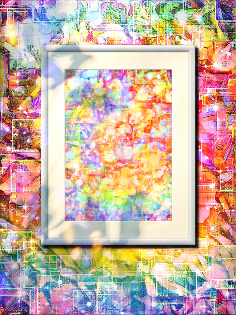 a-812 花と虹 パステル色の想い Flowers and rainbows. Feelings of pastel colorsでプリモアート(複製画) ☆応援企画商品☆