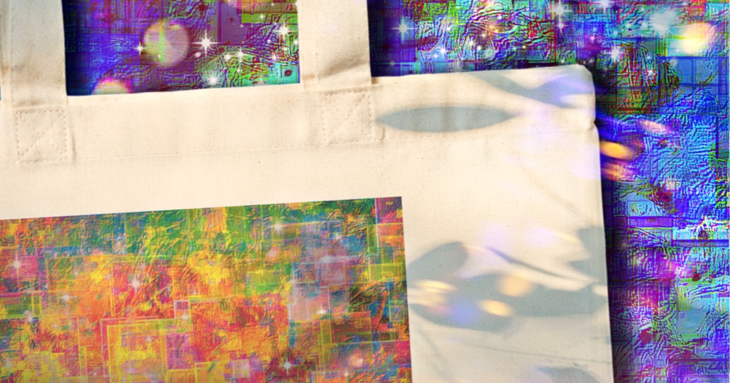 a-836 艶 星 雲 虹 glossy.  Stars, clouds, rainbowsでトートバッグ ☆応援企画商品☆