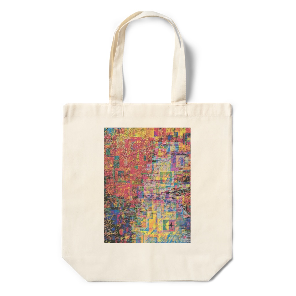 a-862 仙 川面の鴨と桜 Hermit. Wild Duck and cherry blossoms on the riverでトートバッグ ☆応援企画商品☆