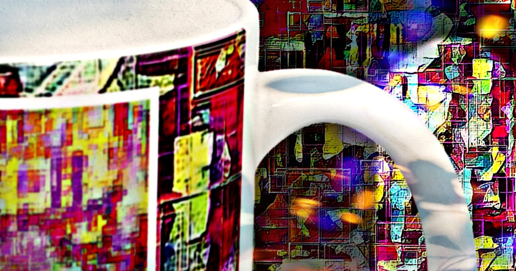 a-879 花 滲む虹 Flower bleeding rainbowでマグカップ ☆応援企画商品☆