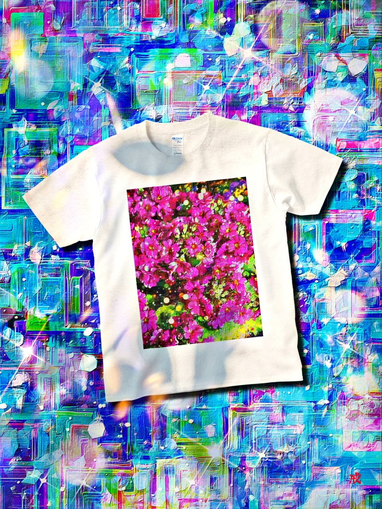a-886 華 花よ 花 Glossy. Oh Flowers... flowerでTシャツ ☆応援企画商品☆