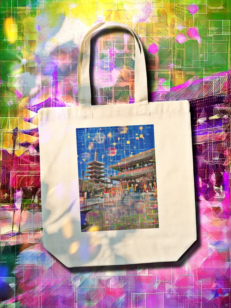 a-913 早春 浅草寺 境内 Early spring Sensoji Temple precinctsでトートバッグ☆応援企画商品☆
