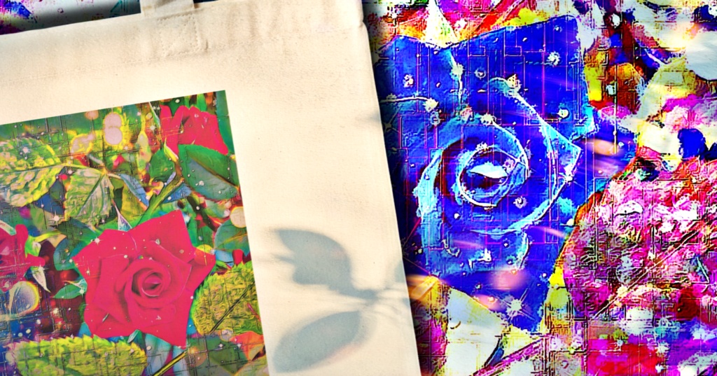 a-931 薔薇の咲く頃に Red rose blooming seasonでトートバッグ☆応援企画商品☆