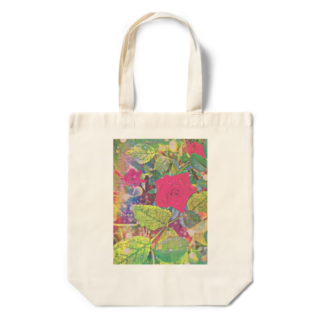 a-931 薔薇の咲く頃に Red rose blooming seasonでトートバッグ☆応援企画商品☆